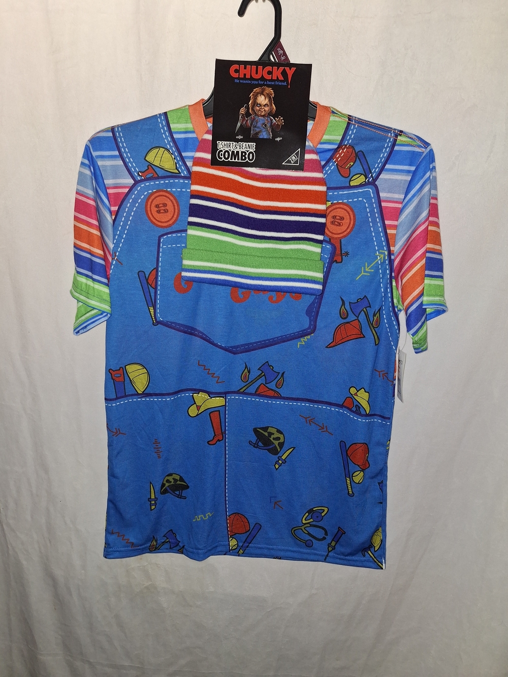 Chucky Boys' Bright Blue Short-Sleeve Graphic Tee with Beanie
